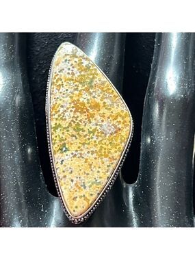 Sterling Silver Natural Jasper Stone Ring US Size 6.5